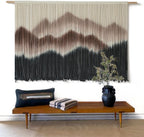 IOWER Macrame Wall Hanging 57" W x 35" L Brown Mountain Dip-Dyed Macrame Wall Decor Large Modern Fiber Art Boho Wall Decor
