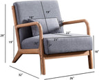 INZOY Mid-Century Modern Accent Chair Set of 2, Dark Grey Living Room Chairs with Waist Cushion, Upholstered Reading Armchair for Bedroom Sunroom