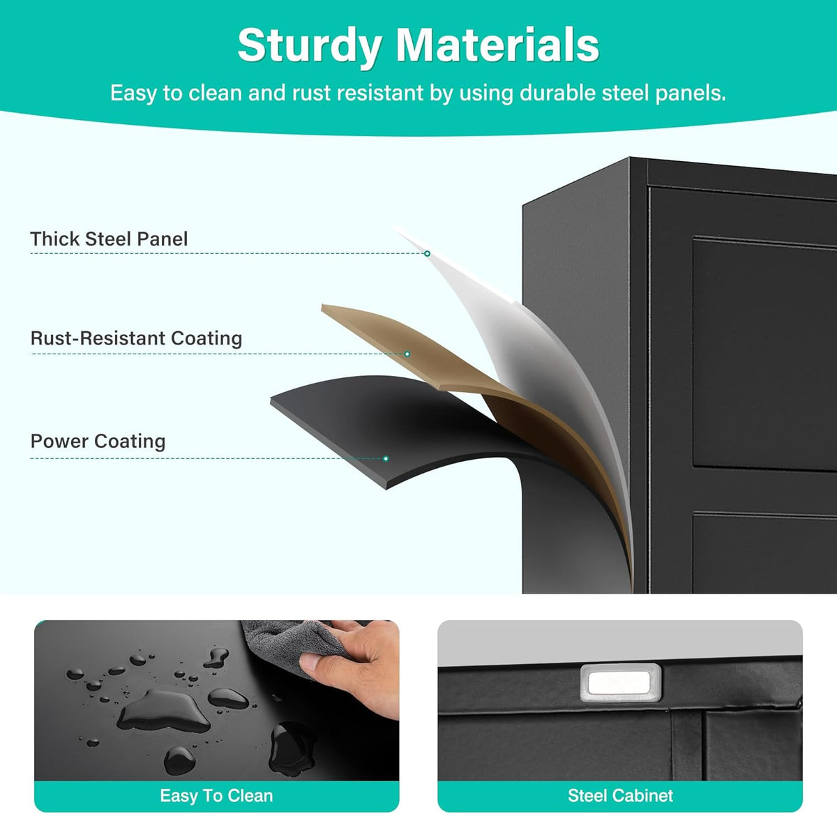 Metal Storages Cabinet with 2 Doors and 5 Shelves,Tall Storage Cabinet,Large Cupboard Closet,Pantry Storage Cabinet for Home,Office,Bathroom,Dining/Living Room (Black, 71" H)