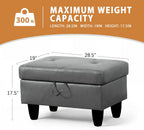Ottoman Rectangular Storage Ottoman Bench, Faux Leather Footrest, Coffee Table, Stool Footstool with Hinged Lid for Living Room, Bedroom, Entryway, Gray, 28.5"x19"x17.5"
