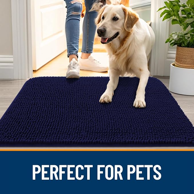 OLANLY Dog Door Mat for Muddy Paws 40x32, Super Absorbent Chenille Mud Mat | - Image 6