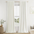 Ivory 100% Blackout Linen Curtains 126 Inch Length 2 Panels Set by Guken