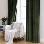 MIULEE Velvet Curtains 52x84 inches 2 Panels Olive Blackout Curtains | Luxury - Image 7