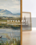 VIYYIEA Framed Wall Art for Living Room, Duck Pond Canvas Prints, Vintage Home Decor, Oil Painting Picture, Bathroom Wall Decor Gifts for Friends or Family -【Duck Pond】-(10L x 8W)