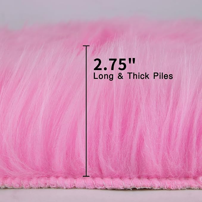 duduta Hot Pink Faux Sheepskin Runner Rugs 2x6 ft, Fluffy Fur Couch Covers | - Image 2