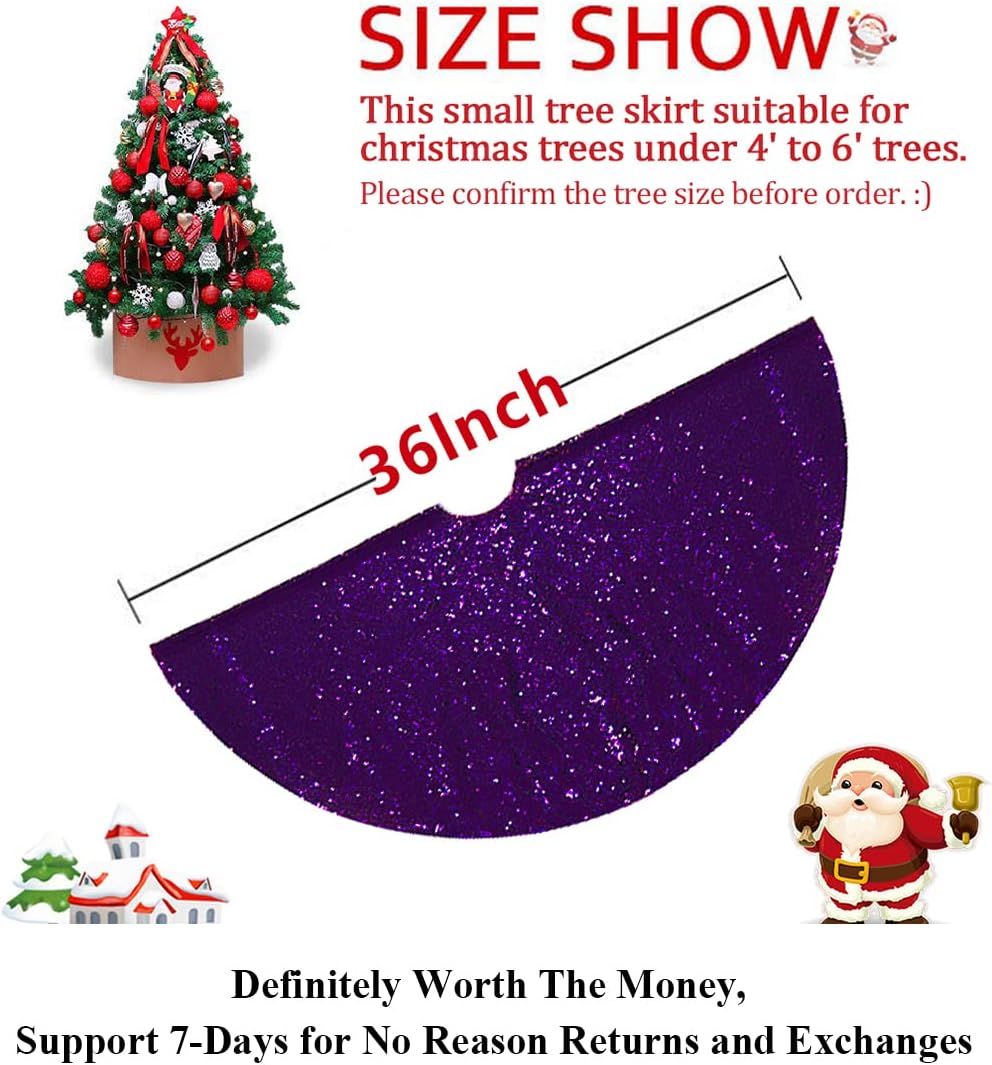 Partisout Sequin Tree Skirt - Glitter, Cotton, Colorful, Slim 36 Inch Tree Skirt for Christmas & Halloween
