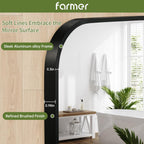 FARMER 24x32 Inch Black Bathroom Mirror, Rectangle Vanity Mirror, Brushed Mirrors for Wall, Metal Frame Hanging Mirror with Round Corner for Bedrooms, Entryways, Living Rooms, Horizontal/Vertical