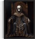 Skull King Poster Art Print, Halloween Scary Vintage Wall Art Academia Spooky Painting Decoration for Horror Prints, Gothic Posters Bedroom Decor 89 (Skull King 1, 16 x 20 inches, Black Frame)