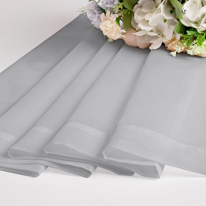 Chyhomenyc Sheer Light Grey Tier Curtains 24 Inch Length, Small Window Curtains - Image 9