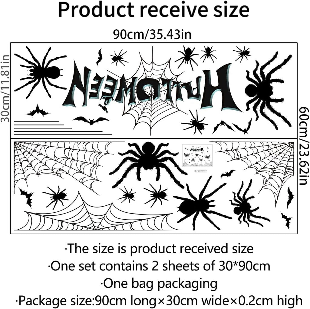 Halloween Spider Web Bat Patterns Wall Decals - Peel and Stick Removable Stickers for Scary Theme Party Decorations