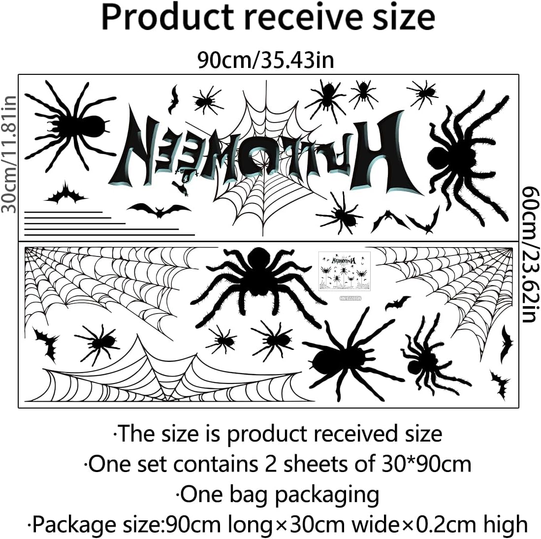 Halloween Spider Web Bat Patterns Wall Decals - Peel and Stick Removable Stickers for Scary Theme Party Decorations