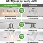 5-Light Bathroom Light Fixtures, Brushed Nickel Bathroom Vanity Light with Clear Glass Shades, Modern Bathroom Wall Lamp for Mirror Living Room Cabinet Bedroom Porch