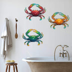 John's Studio Metal Crab Sea Wall Decor Outdoor Garden Hanging Art Sculptures Home Ocean Theme Decorations for Kitchen Bathroom and Pool - 3 PCS
