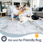 5x7 Washable Area Rug for Living Room Bedroom: Non-Slip Modern Blue Grey | - Image 4