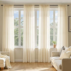 MIULEE Butter Cream Sheer Curtains 84 Inches Long 4 Panels 54 x 84 Inches | by MIULEE
