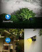 3 Colors Solar Lights Outdoor Waterproof IP65 Outdoor Solar Spot Lights for Yard 52 LEDs 600LM Solar Powered Landscape Spotlights Solar Security Wall Lights for Garden Pathway Outside- 6 Pack