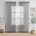 MIULEE Charcoal Grey Sheer Curtains 54 X 63 Inches, 2 Panels | Solid Color by MIULEE