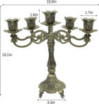 Metal Candelabra 5-Candle 10.1 Inch Tall Candle Holder Stick for Home Wedding Event and Party Festival,Bronze