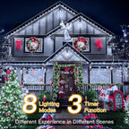 Ollny Christmas Lights, 198 FT 600 LED Outdoor Waterproof Plug in Christmas Tree Lights with 8 Modes Remote Timer, String Lights for House Yard Outside Indoor Xmas Decorations White