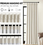 MIULEE Natural Pinch Pleated 100% Blackout Linen Curtains 40x96 Inches | Room - Image 8