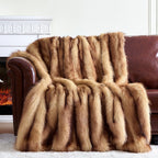 Fluffy Faux Fur Throw Blanket – Super Soft Warm Thick Plush Blanket for Bed, Couch & Office, Cozy Fuzzy Throw with Flannel Backing,90"x90", Brown