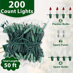 Clear Christmas Lights 50FT 200 Incandescent Bulbs Warm White Mini Lights with Green Wire for Christmas Tree, Garland, Thanksgiving, Wedding, Party, Home, Indoor & Outdoor Festival Decoration