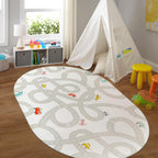 STARUIA Grey Kids Rug for Playroom, 5'x7' Washable Road Rug for Kids Bedroom, Non-Slip Car Rugs for Nursery, Large Traffic Play Mat Utral Soft Baby Carpet for Boys Girls Dorm Toy Room Tent