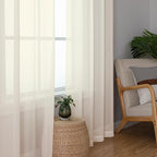 Cream Sheer Curtains 96 Inches Long 2 Panels, Elegant Light Filtering Voile - Image 8