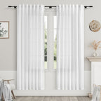 White Semi Sheer Linen Curtains 75 Inch Length by Nanspring