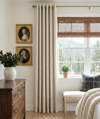 100% Blackout Linen Textured Curtains 72 Inch Long, Oatmeal | 100% Blackout - Image 2