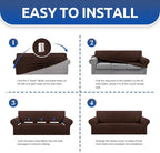 Stretch Loveseat Couch Cover, 2 Cushion Couch Slipcover, Chocolate | 1-Piece - Image 6