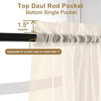Chyhomenyc Cream Sheer Curtains 54 Inch Long 2 Panels - Image 8