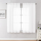 Chyhomenyc White Sheer Curtains 45 Inch Long 2 Panels, Short Voile Drapes by Chyhomenyc