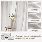 Beige White Pleated Extra Wide Living Room Curtains 84 Inches Long 2 Panels Set - Image 7