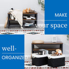 Bidtakay Black Storage Bins Storage Baskets for Shelves Decorative Basket Set of 2 Fabric Cloth Bins for Organizing 16x11.8x11.8 in Large Tall Baskets with Soft Handles for Home Office Living Room