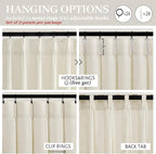 Pinch Pleated 70 Inch Extra Wide Cream Light Filtering Dining Room Curtains 96 - Image 5