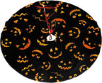 Christmas Tree Skirt,Jack O Lantern Pumpkin Smiles Xmas Tree Skirt Rustic Farmhouse Tree Skirt for Christmas Decor Xmas Holiday Home Party Decorations48