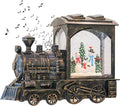 GenSwin Lighted Christmas Snow Globe Lantern, Battery Operated Snowman Musical Train LED Water Glittering with 6H Timer, Christmas Home Decoration Gift(Copper)