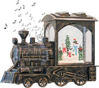 GenSwin Lighted Christmas Snow Globe Lantern, Battery Operated Snowman Musical Train LED Water Glittering with 6H Timer, Christmas Home Decoration Gift(Copper)