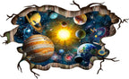 3D Broken Cosmic Galaxy Wall Decals, Magic Milky Way Outer Space Planet Wall Stickers, Creative Stars and Solar System Wallpaper for Kids Boys Floor Ceiling Living Room Bedroom Home Decor