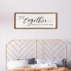 And So Together They Built A Life They Loved Framed Wood Farmhouse Sign - 32'X12' Master Bedroom Above Bed Wall Art for Love Sign Decor