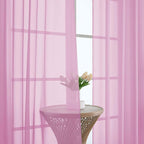 Chyhomenyc Pink Sheer Curtains 84 Inches Long 2 Panels, Light Filtering Pink - Image 9