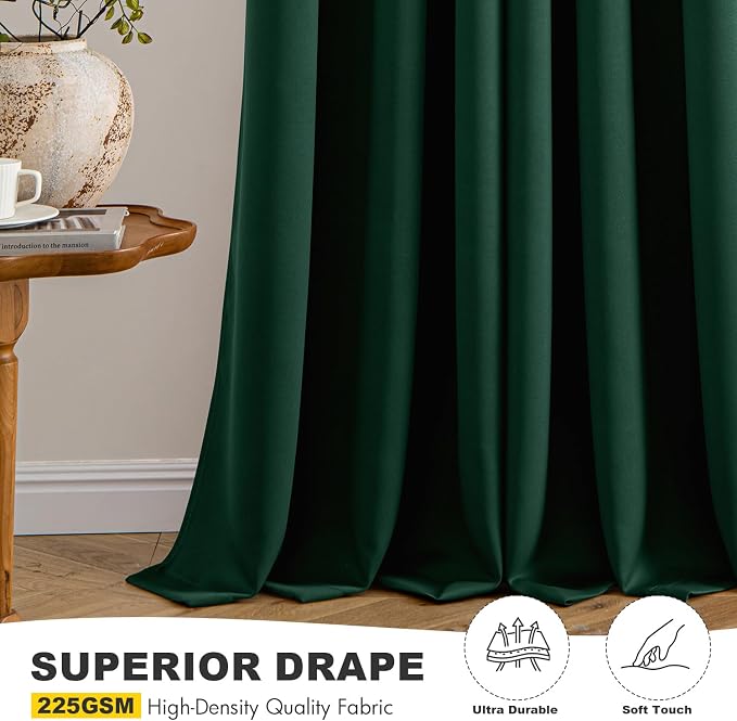 MIULEE Blackout Curtains for Bedroom 2 Panel 40 x 90 Inch Long Hunter Green | - Image 5