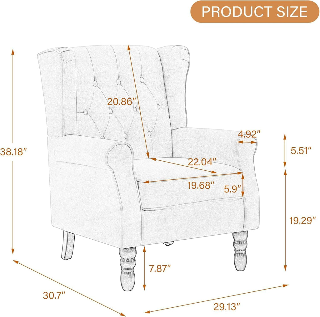 UIXE High Back Accent Chairs Set of 2, Upholstered Armchair in Fabric for Living Room, Retro Wingback Arm Chair Comfy Single Sofa Bedroom Reading Seat with Solid Wood Legs - Green