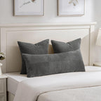 Fancy Homi 2 Packs Dark Gray Decorative Throw Pillow Covers 20x20 Inch for Living Room Couch Bed Sofa, Farmhouse Boho Home Decor, Soft Corss Corduroy Patchwork Accent Square Cushion Case 50x50 cm