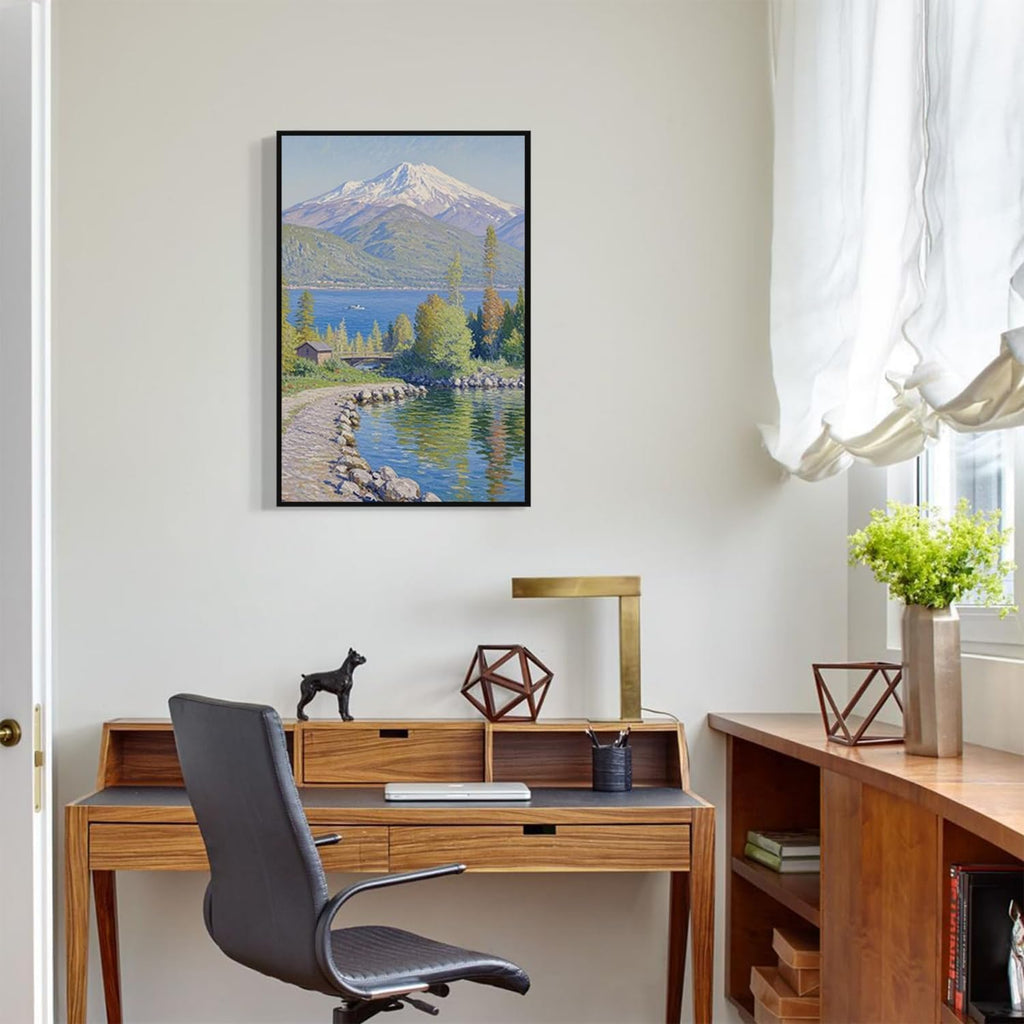 Color harmony mountain scenery blue sky lake wall painting suitable for living room natural scenery painting suitable for bedroom home decoration