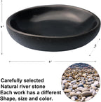Handmade Decorative Bowl - Natural River Stone Pebble Artisan Crafted Serving Dish | 4-6 Inch Unique Decorative Tray for Home Centerpiece, Jewelry Holder (black)