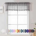 Charcoal Grey Sheer Curtains 14 Inch Length 2 Panels Set, Light Reducing Short by Lecloud
