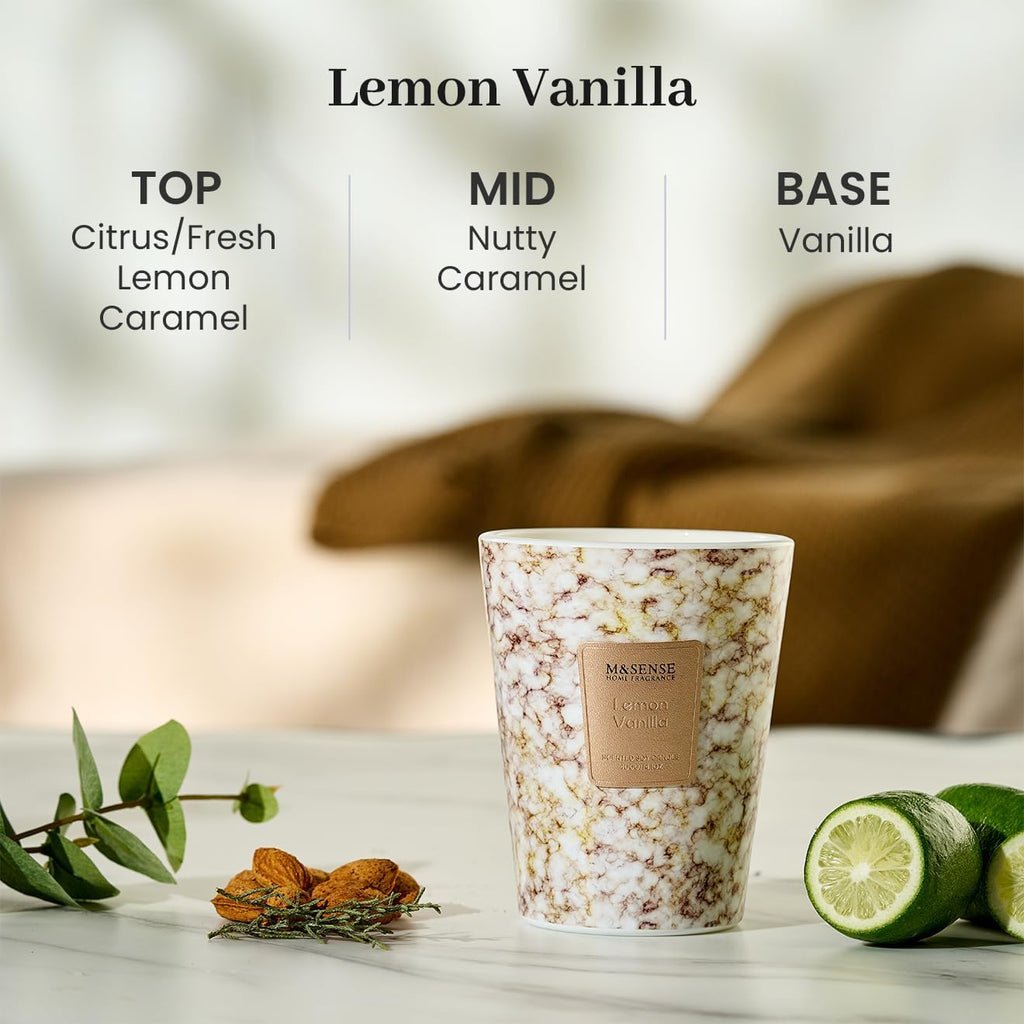 M&SENSE Sugared Lemon Zest Scented Candles for Home, Lead-free Wick Highly Scented Jar Candles, 14.1 Oz 80 Hours Lasting Burning Candles Gifts for Women, Relaxing Aromatherapy Candle for Stress Relief