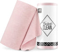 Fantasticlean Microfiber Cleaning Cloth Roll -40 Pack, Tear Away Microfiber Towels, 12" x 12", Reusable, Washable, Scratch Free, Ultra Absorbent Dish Rags for Car, Home, Garage or Shop (Pink)